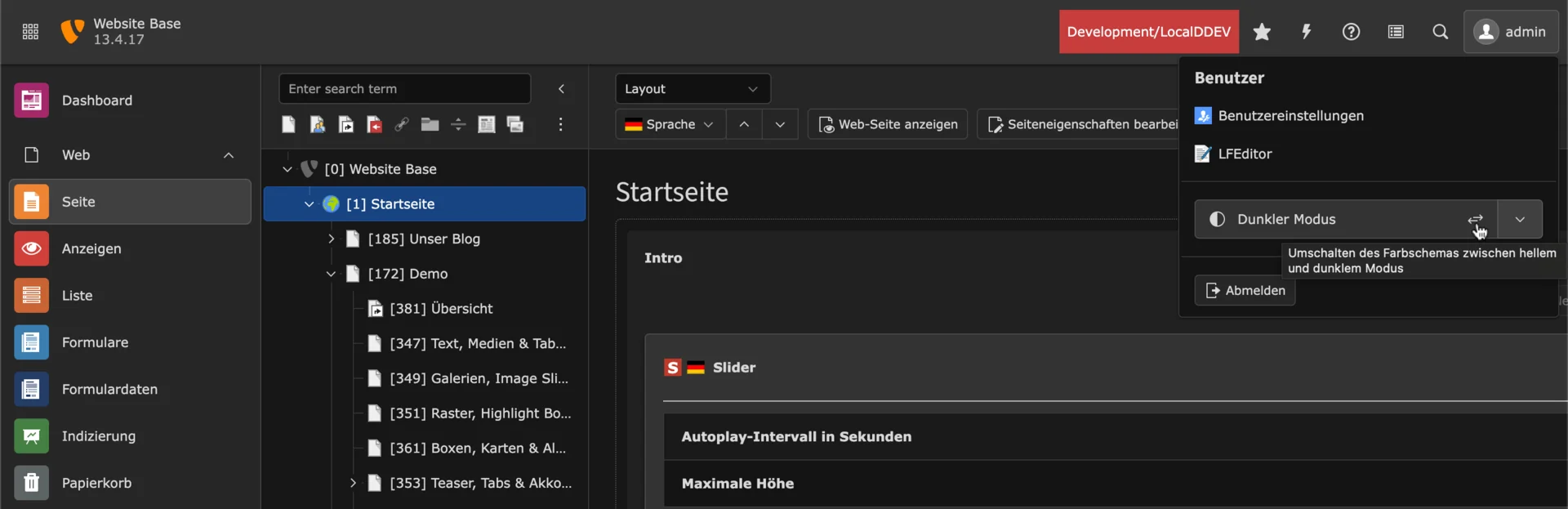TYPO3 Backend Dark Mode
