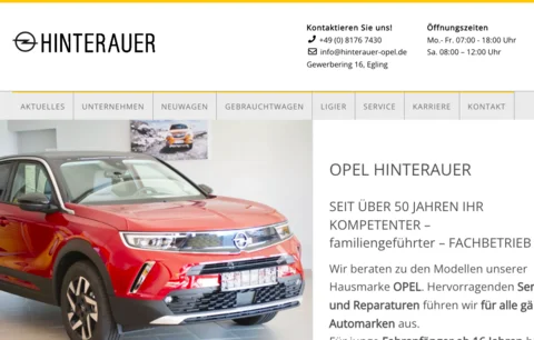 Opel Hinterauer Website Screenshot
