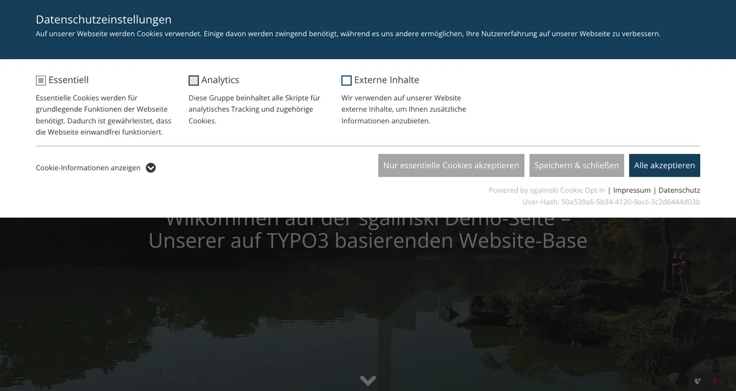 TYPO3 sgalinski Cookie Opt-In