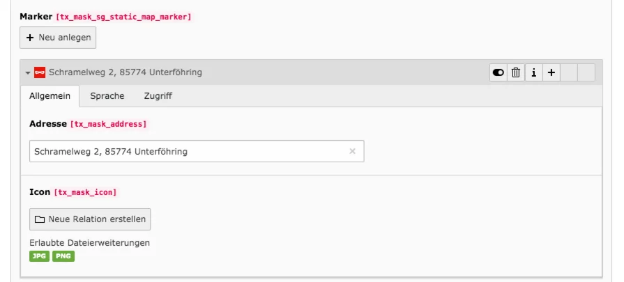 TYPO3 Mask Element Static Map Marker