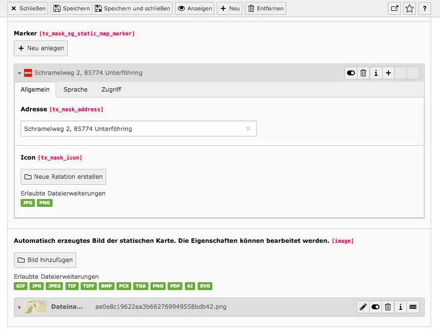 TYPO3 Mask Element Static Map Marker