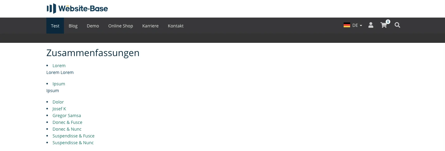 TYPO3 Menü Seiten Frontend