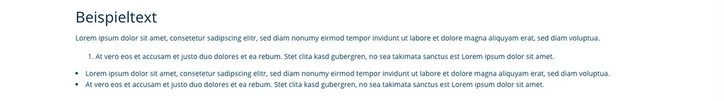 TYPO3 Rich Text Editor Bulleted List Numbered List Frontend