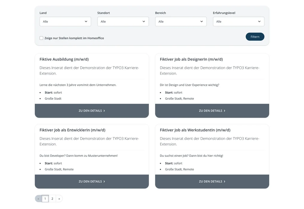 TYPO3 Website-Base career page
