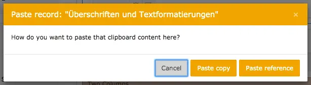 TYPO3 Paste Copy Paste Reference