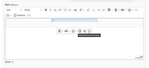 TYPO3 CKEditor Rich Text Editor Toggle caption on