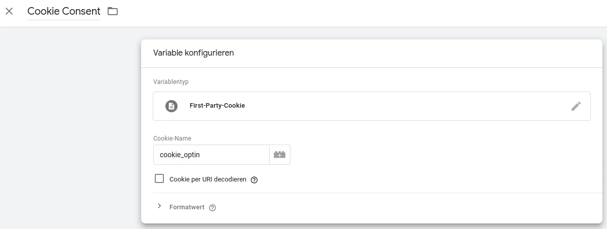 Google Tag Manager First-Party-Cookie anlegen
