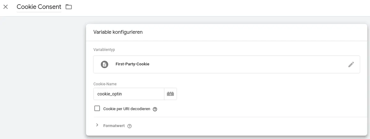 Google Tag Manager First-Party-Cookie anlegen