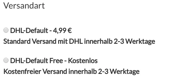 TYPO3 Shop shipping selection