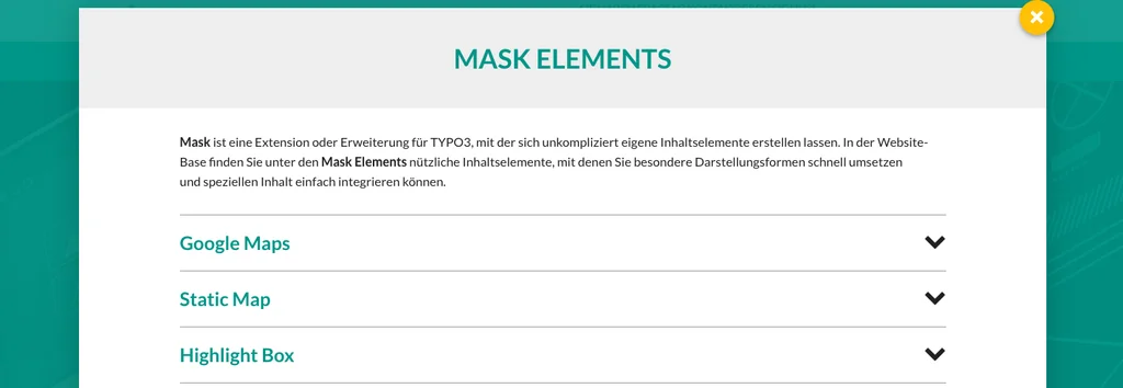 TYPO3 Website-Base Dokumentation Inhaltselemente