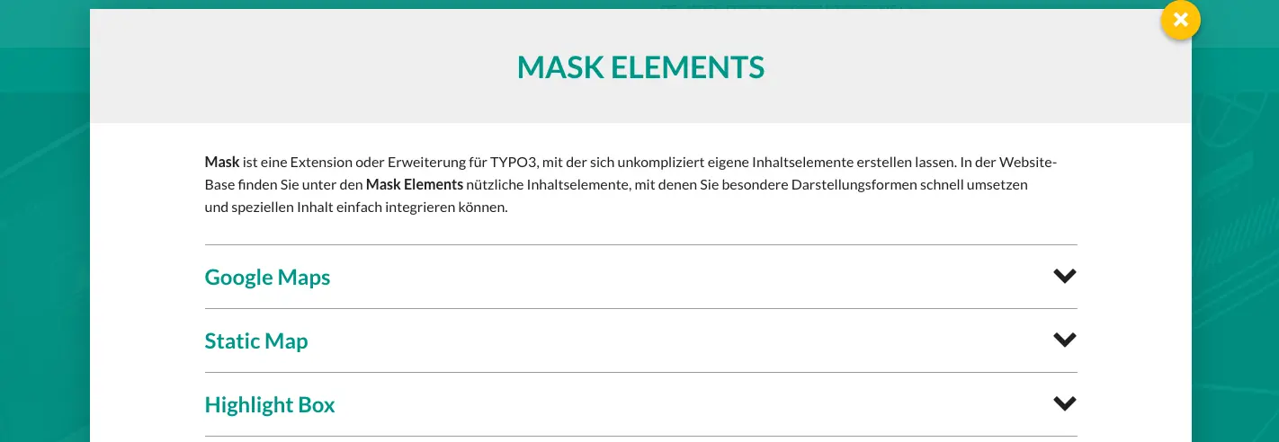 TYPO3 Website-Base Dokumentation Inhaltselemente