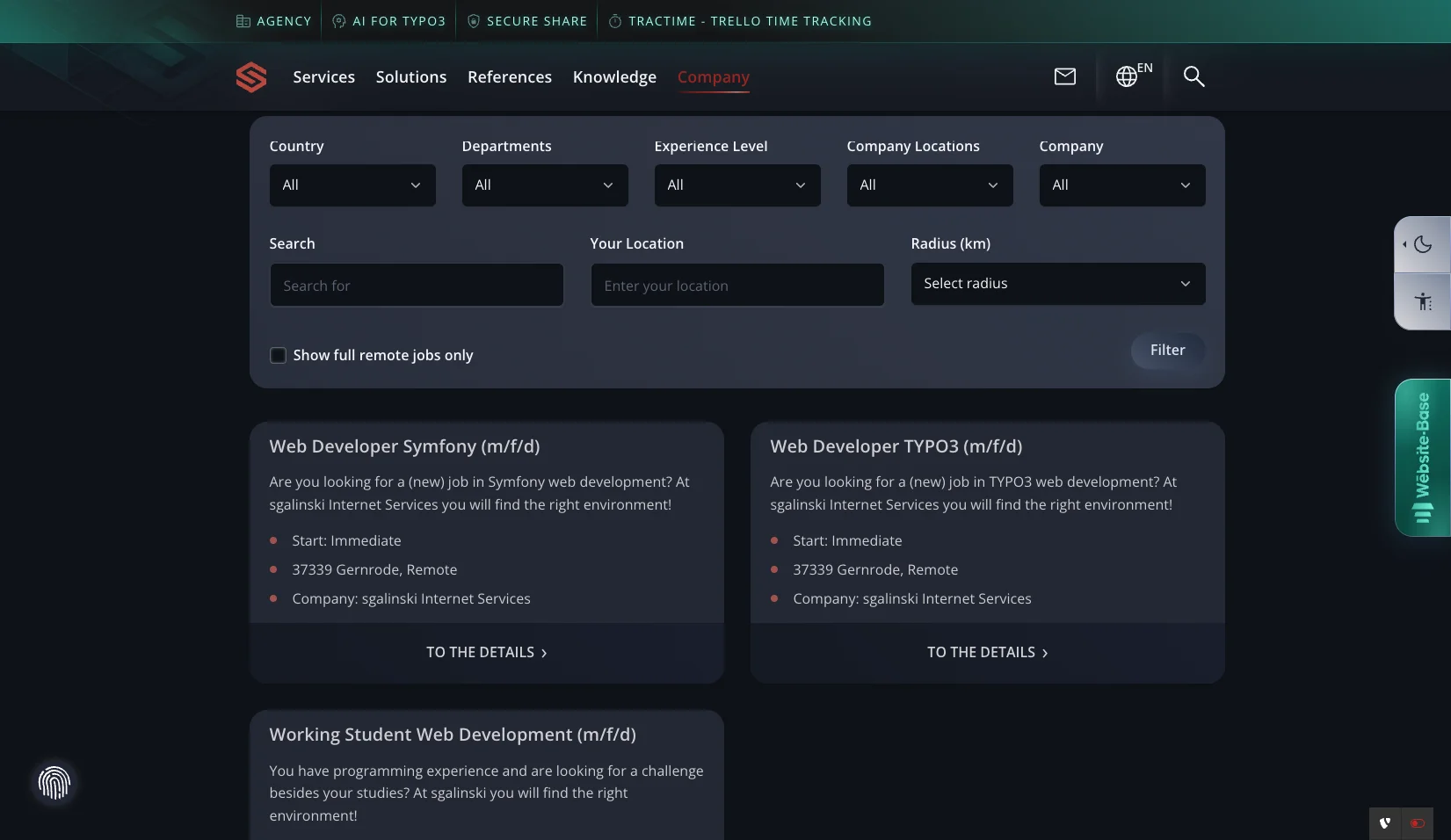 sgalinski jobs page Screenshot