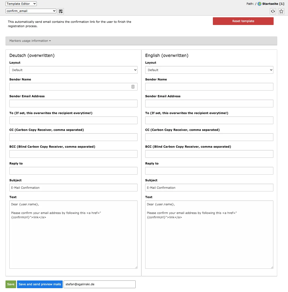 TYPO3 Module Mail Templates Template Example Confirm Email