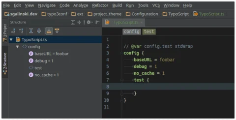 Die Schachtelung des TS-Codes kann übersichtlich als Breadcrumbs und im Strukturbaum dargestellt werden