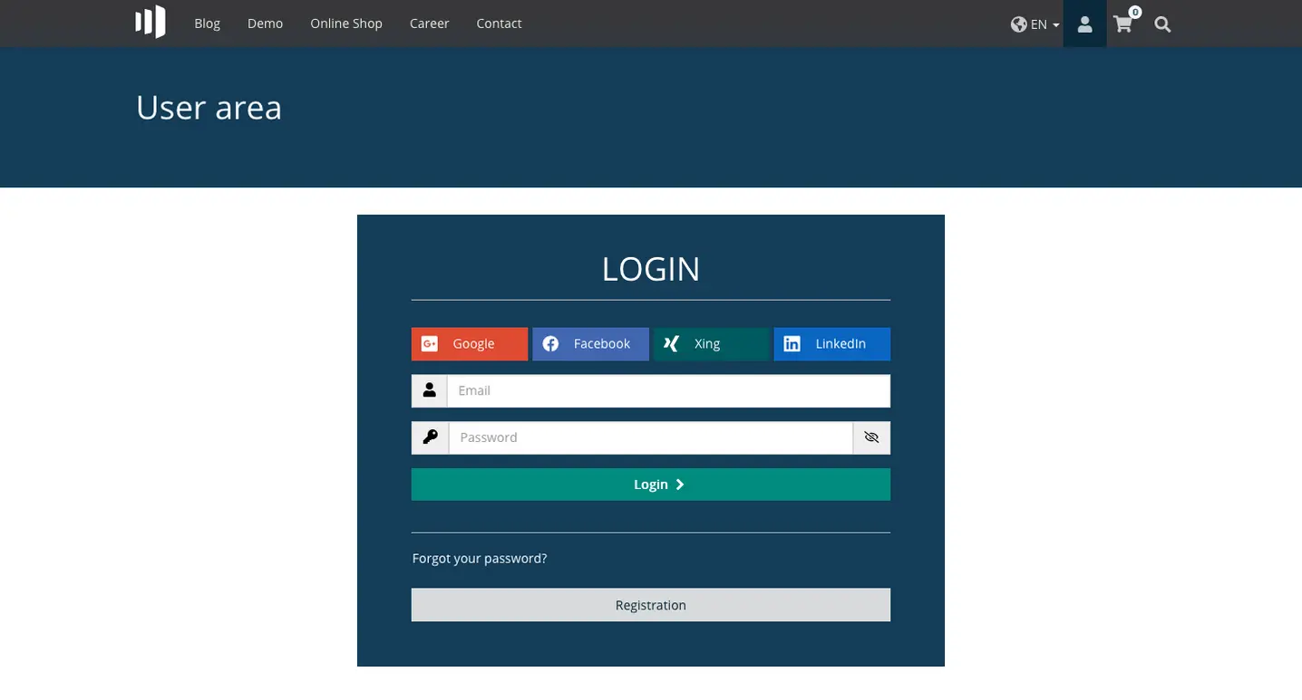 TYPO3 Account Login Frontend