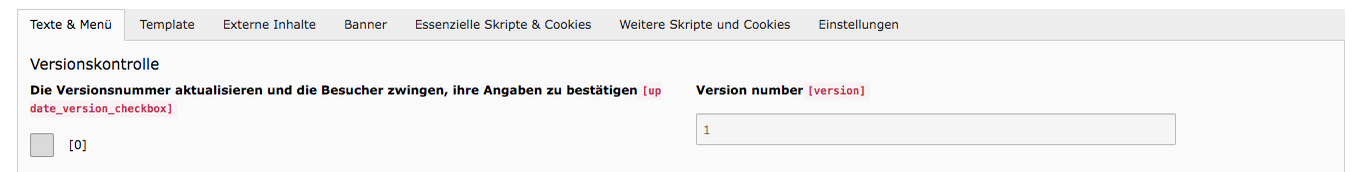 TYPO3 Cookie Consent Versionsnummer