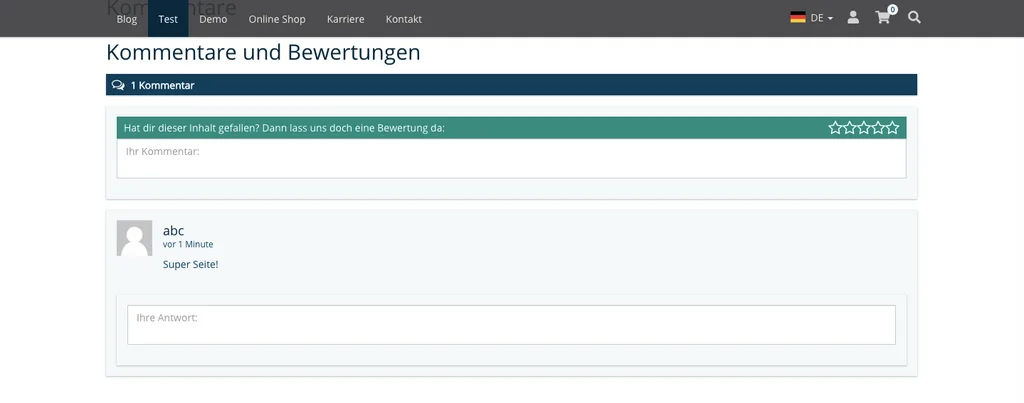 TYPO3 Plug-In Kommentare Frontend