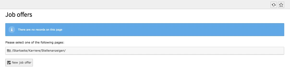 TYPO3 Module Job Offers No Records