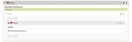 TYPO3 Content Element Grid Elements Accordion Backend Content Area