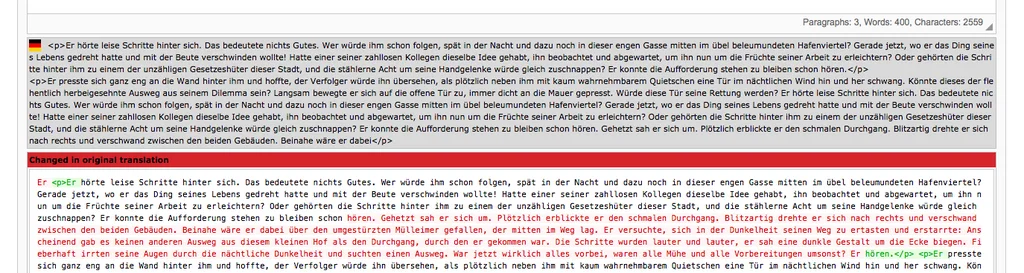 TYPO3 Translated Content Element Information about a change in the original translation