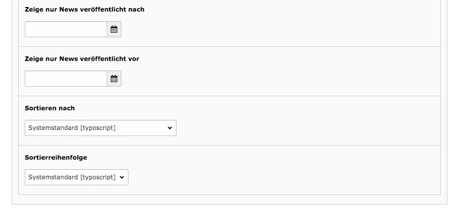 TYPO3 Content Elements News Sort News