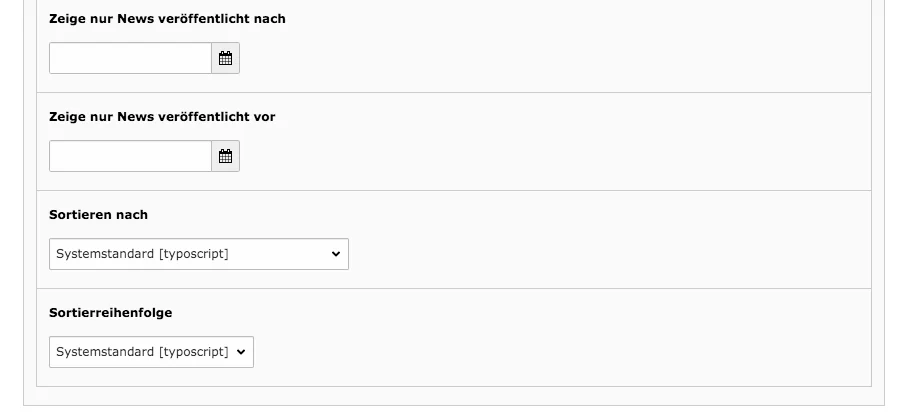 TYPO3 Content Elements News Sort News