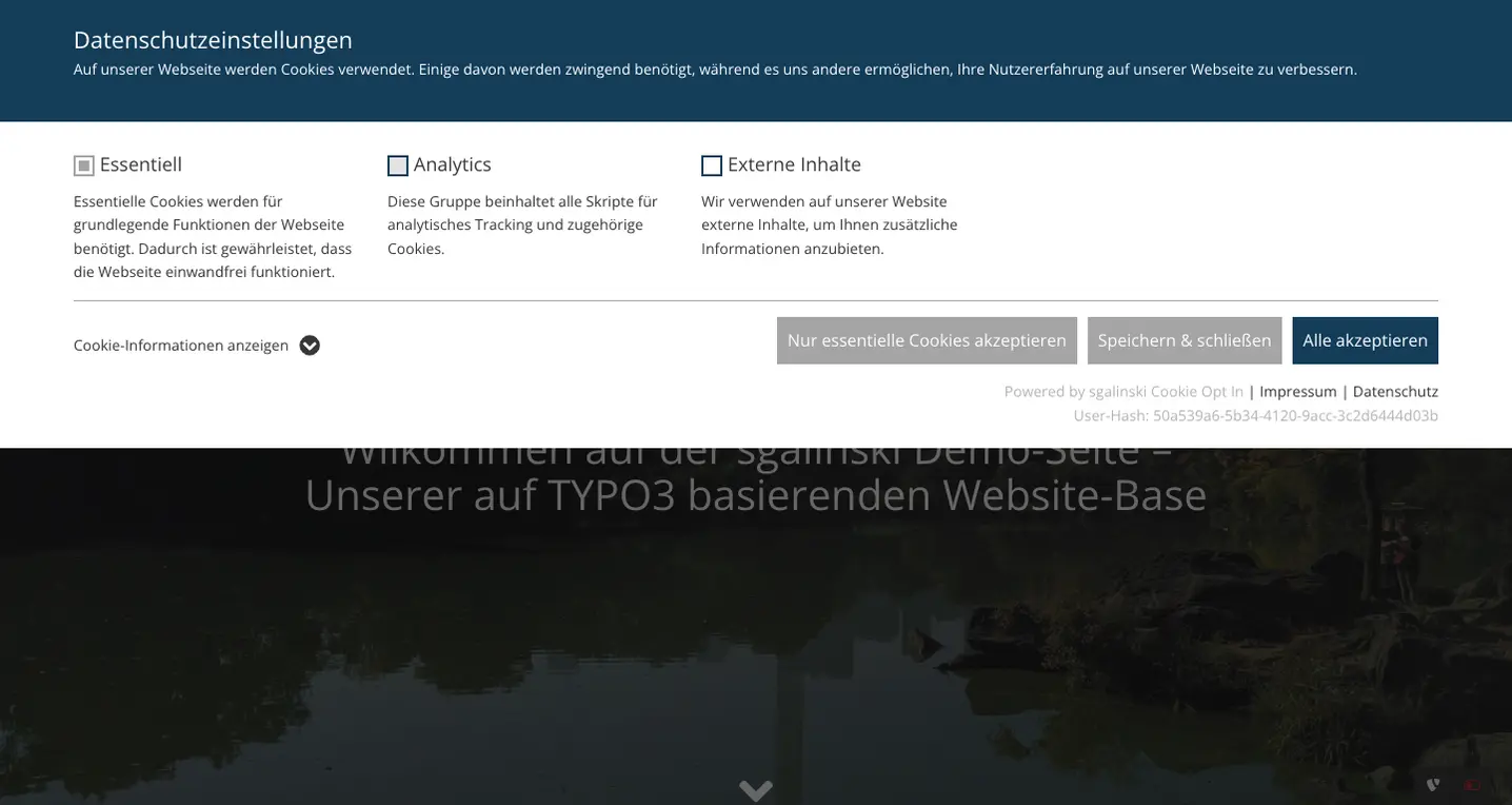 TYPO3 Cookie OptIn Frontend