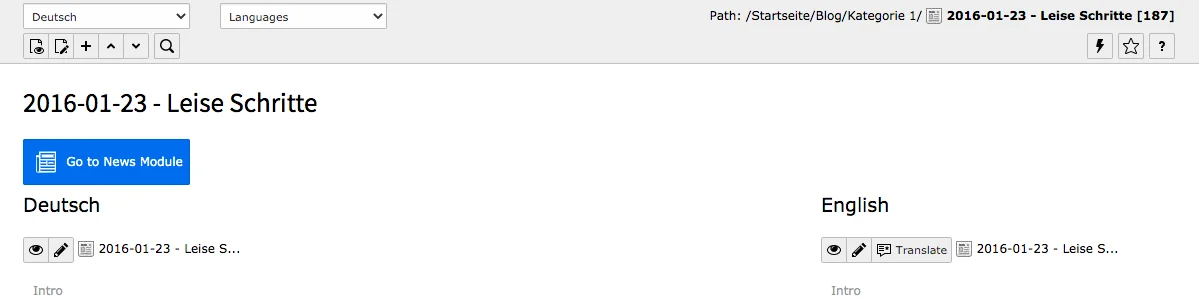 TYPO3 Translate Content Element