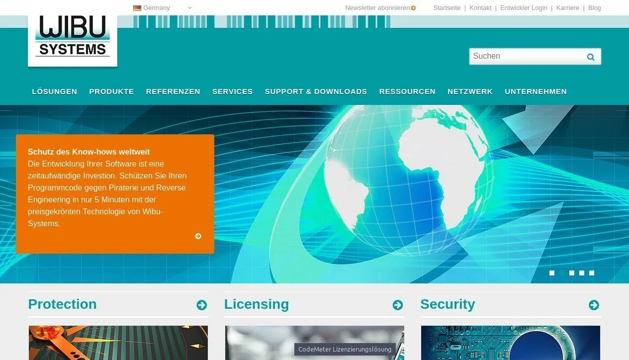 WIBU Systems Website Screenshot