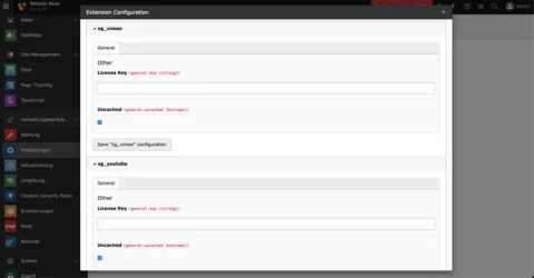 TYPO3 Backend Modul Einstellungen Extension Configuration