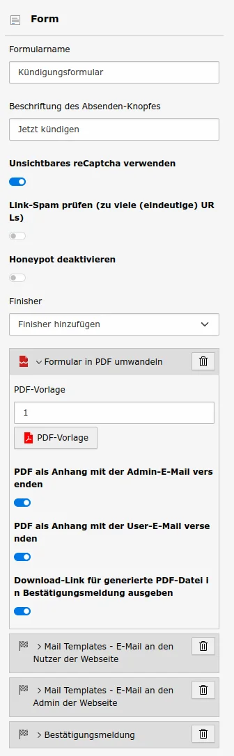 TYPO3 Backend Module Forms Finisher 'Convert PDF to Form'