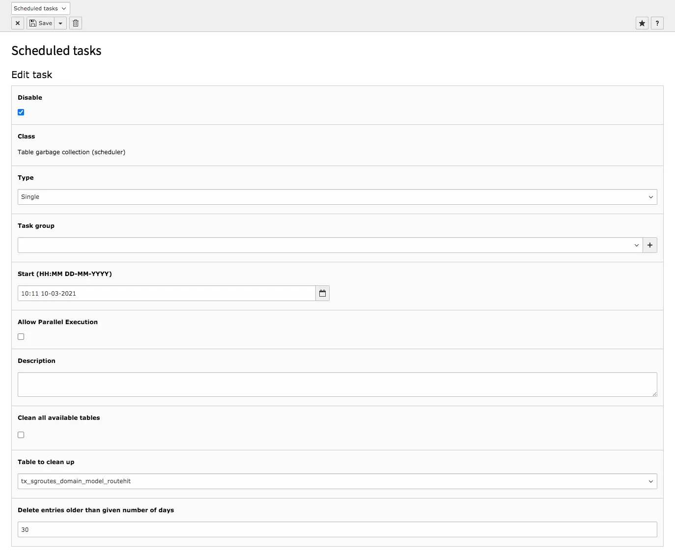 TYPO3 Backend Module Scheduler Scheduled Task