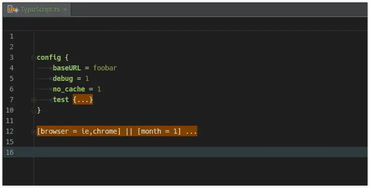 Das TypoScript Plugin ermöglicht Syntax Highlighting und Code-Folding für TypoScript Code