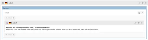 TYPO3 Inhaltsbereich Raster-Element Bereich