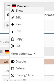 TYPO3 Content Element Menu