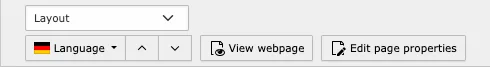 TYPO3 Edit Page Properties Options above the content area