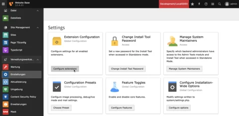 TYPO3 Backend Modul Einstellungen
