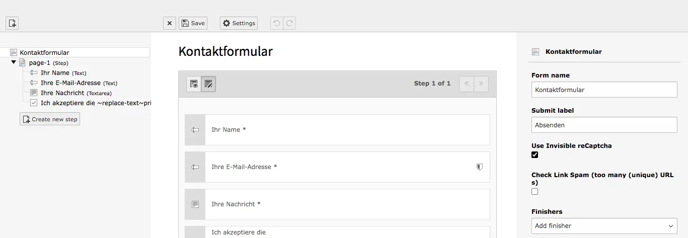 TYPO3 Backend Module Forms Edit Form