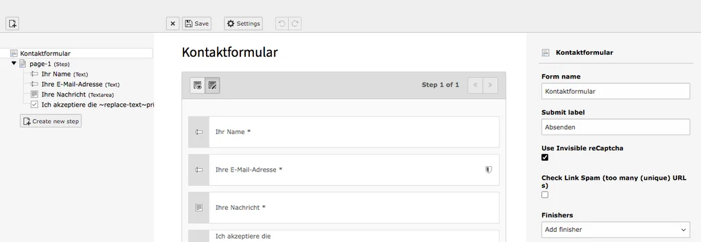 TYPO3 Backend Module Forms Edit Form