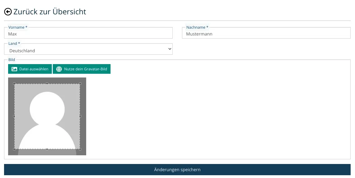 TYPO3 Account Content Elements Frontend Integration of Gravatar