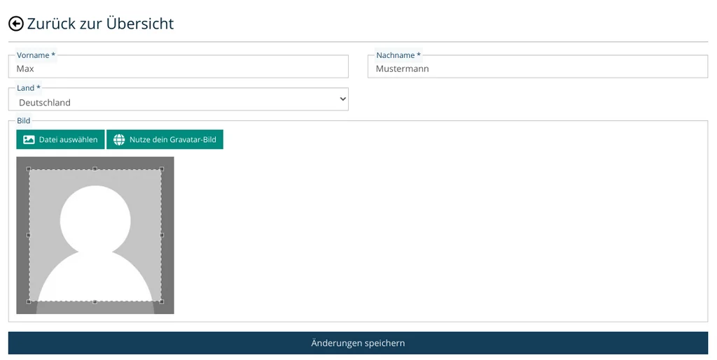TYPO3 Account Content Elements Frontend Integration of Gravatar