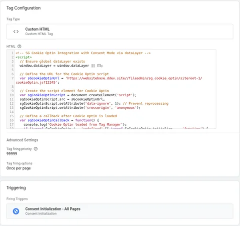 GTM Erweiterte Einstellungen Triggering Tag Configuration