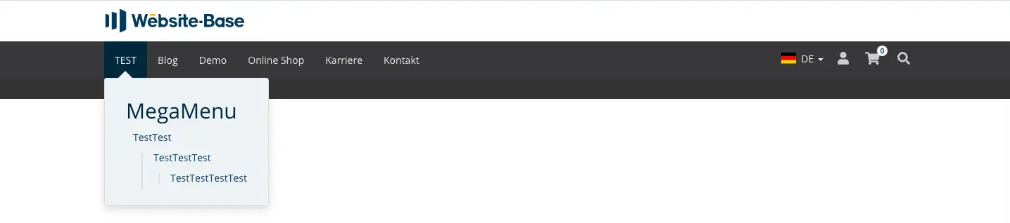 TYPO3 Inhaltselement MegaMenu Elternseite + 3-Level-Tiefe Frontend