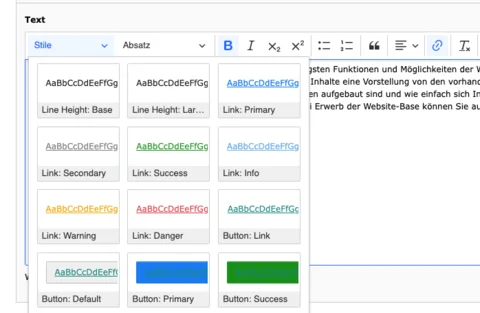 TYPO3 CKEditor Rich Text Editor Link style backend