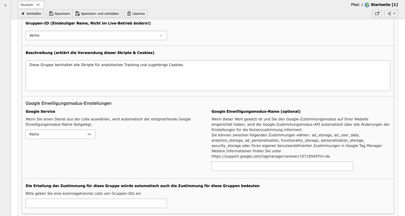 TYPO3 Cookie Opt-In Google Consent Mode