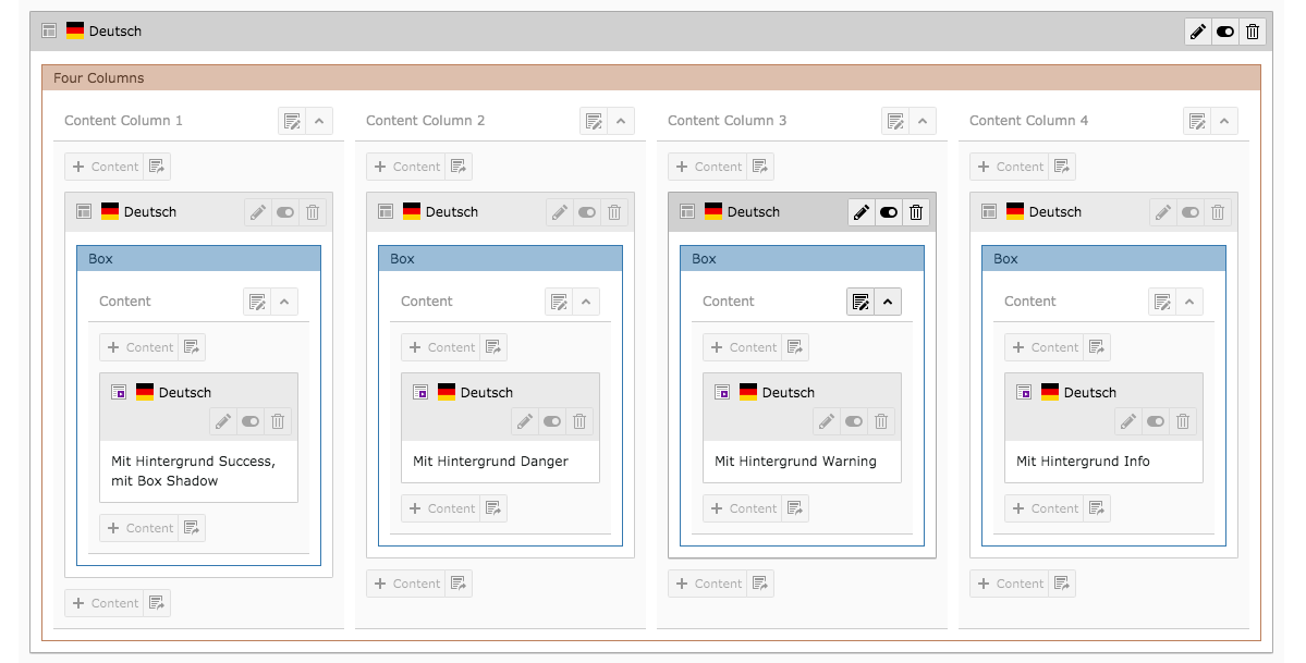 TYPO3 Content Element Grid Elements Box Backend Content Area