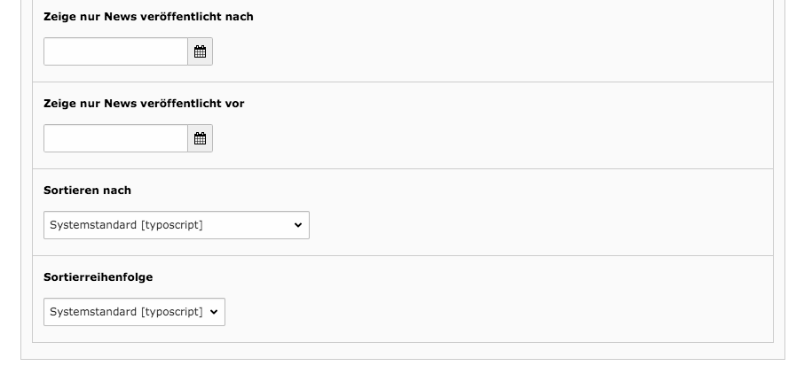TYPO3 Content Elements News Sort News