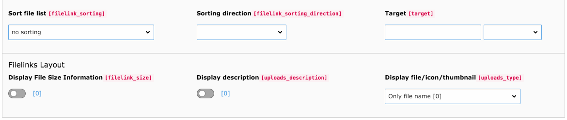 TYPO3 Content Element File Links Settings