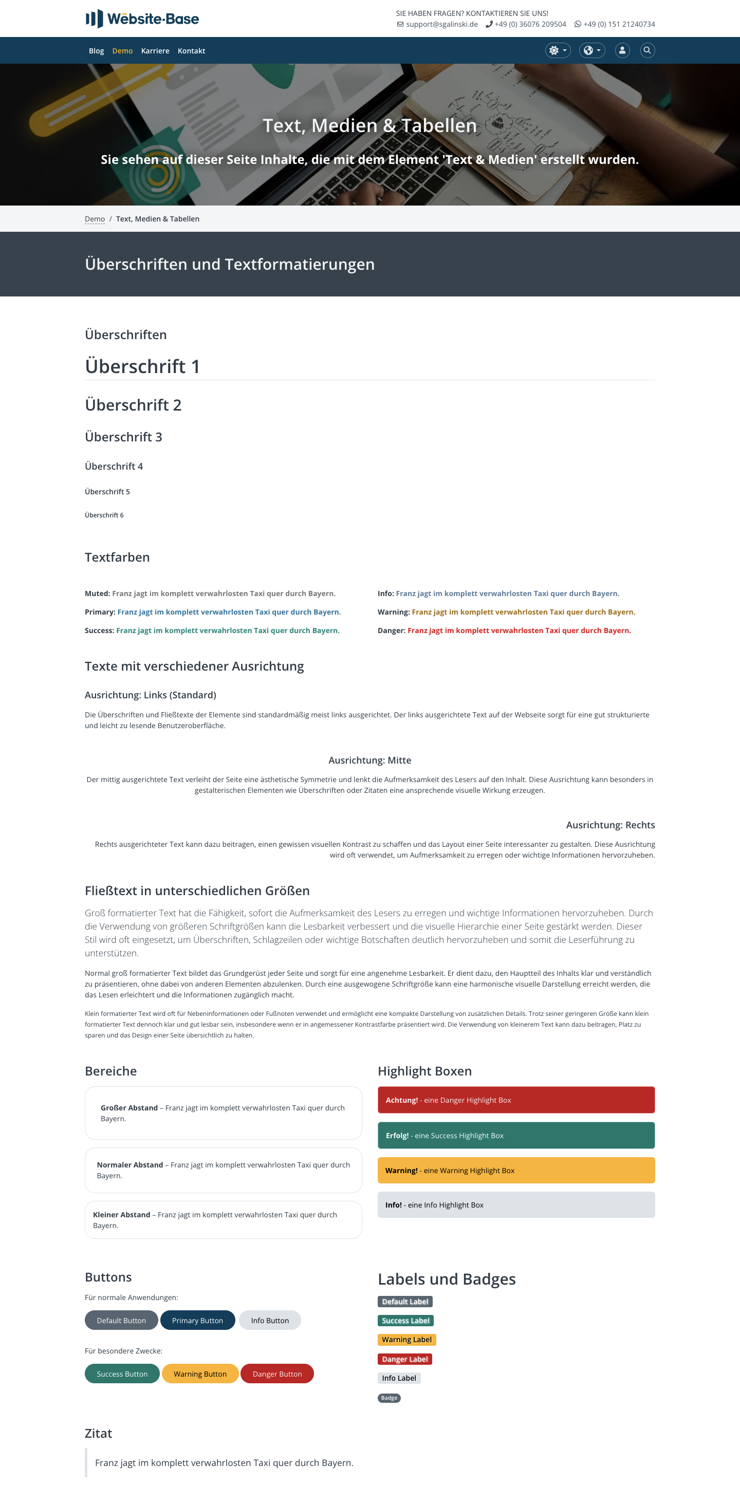 TYPO3 Website-Base Frontend Light Mode