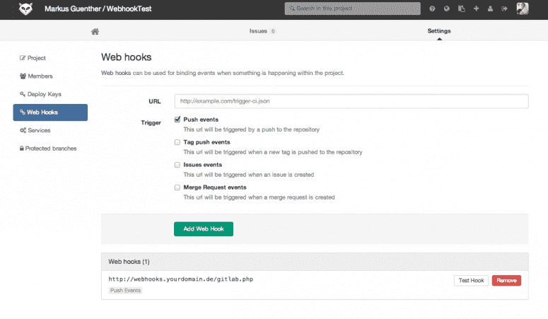 Webhook facility